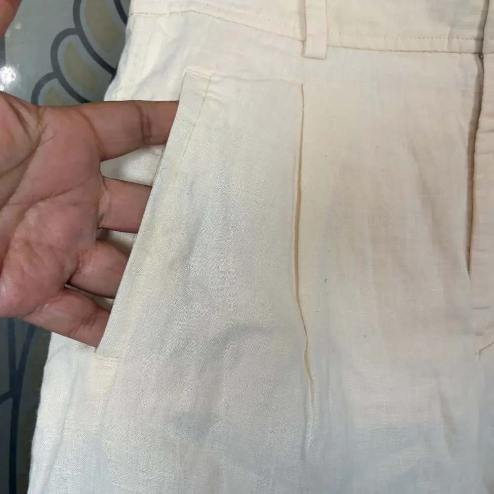 Everlane The Linen Way-High Drape Pant 100% Linen Wide Leg Ivory Size 4